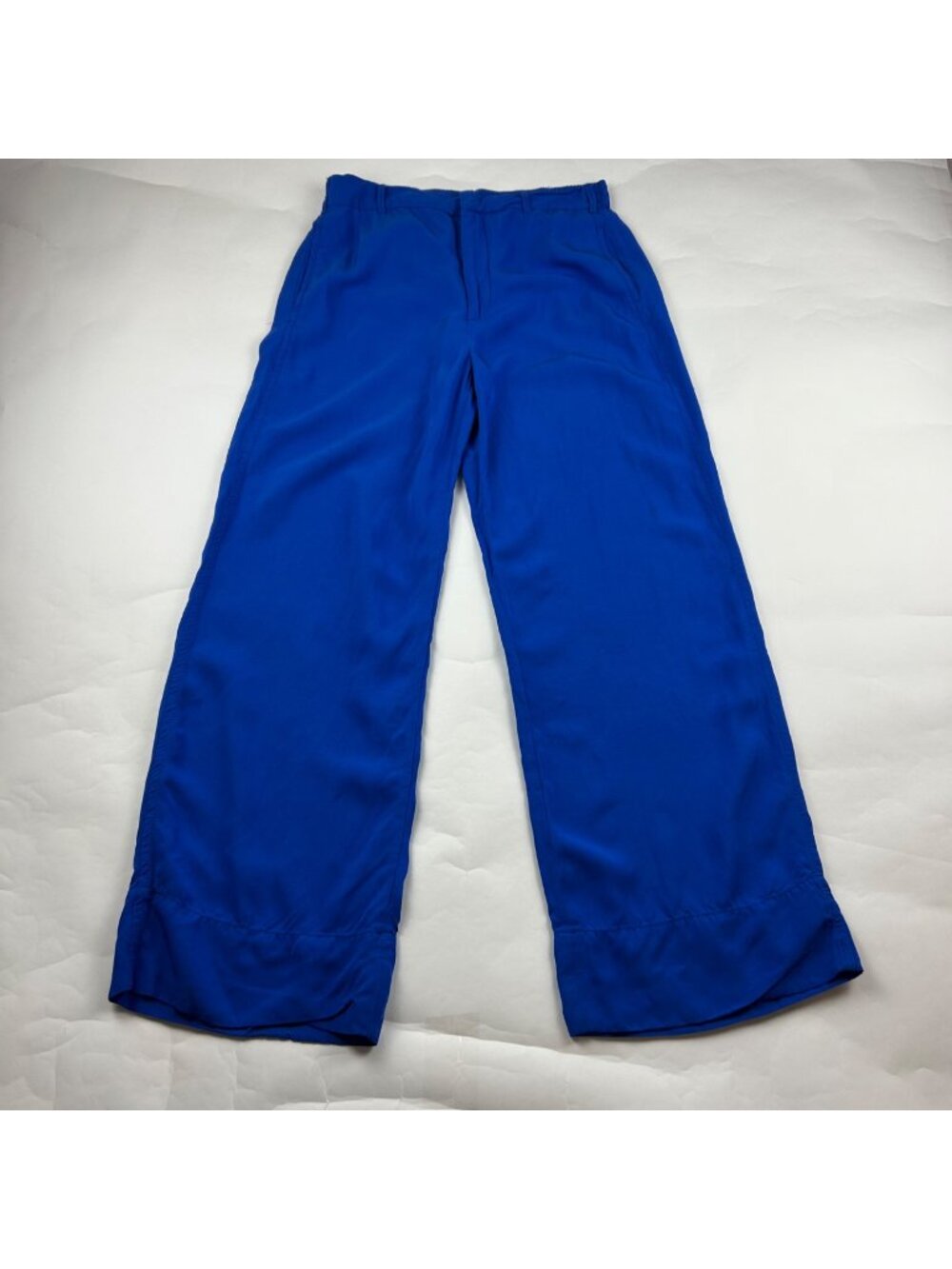 Zara Cobalt Blue Crepe Wide Leg Summer Trouser L